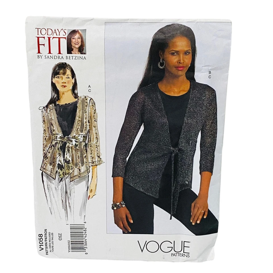 Designer Vogue Sewing Patterns Lot Cardigan Tank Top Tunic Jacket Dress 12-16 - Image 2 of 4