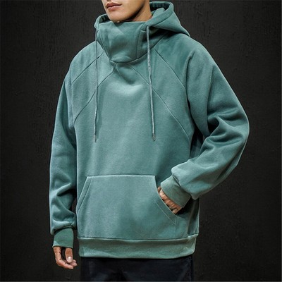 Mens Casual High Neck Hoodie Sweatshirt 