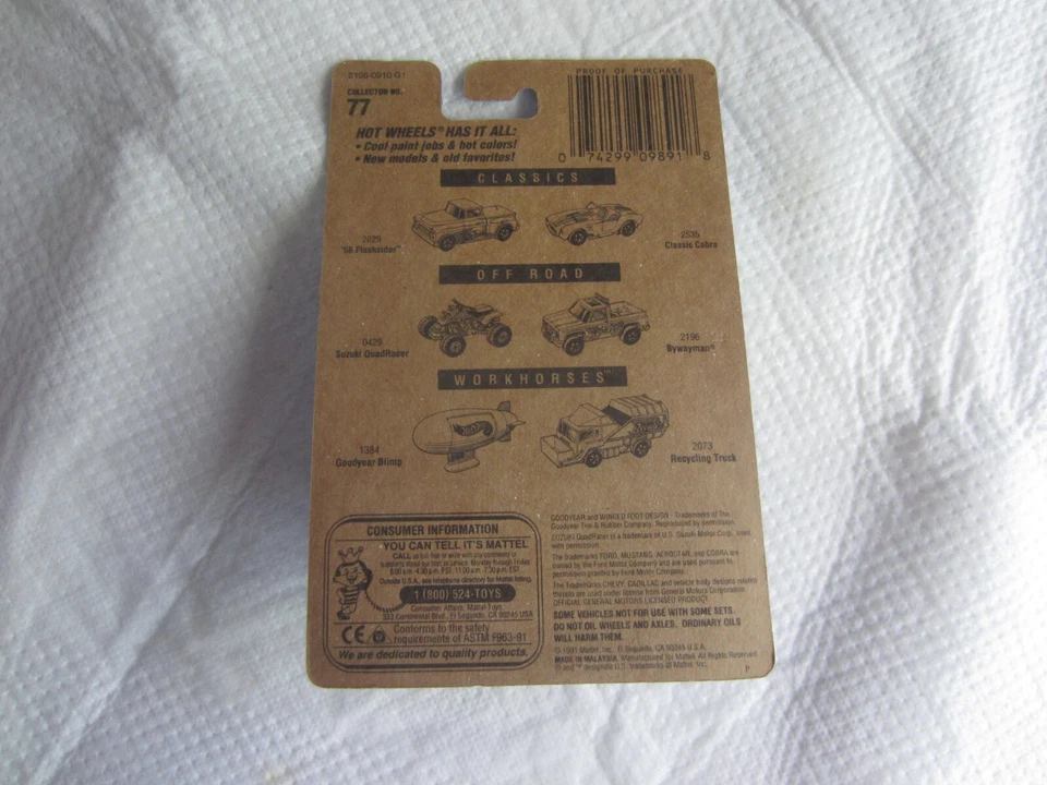 1991 Mattel Hot Wheels #77 Bywayman NIP (Error - vehicle on wrong card) - Image 3 of 3