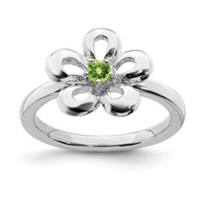 Sterling Silver Stackable Expressions Polished Peridot Flower Ring