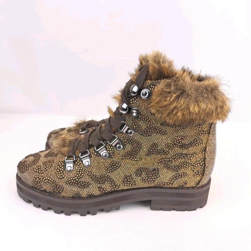 Jessica Simpson Mujer Norina Imitación Piel Leopardo Estrás Botas Talla 7.5 M Foto 2 de 4
