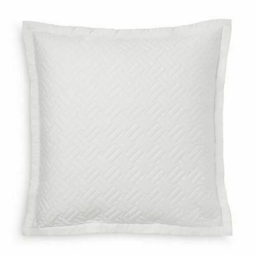 Ralph Lauren Greenwich Deco White Quilted Euro Pillow Sham 26x 26 NEW