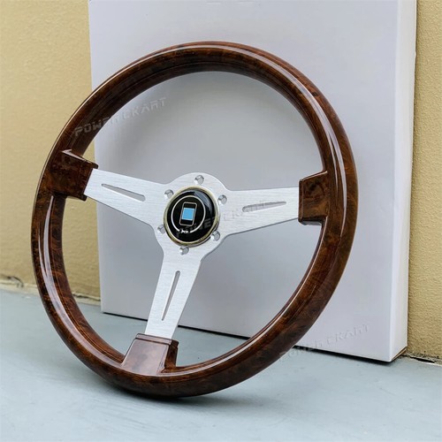 Volante deportivo de carreras JDM de 14 pulgadas imitación madera estilo retro volante - Imagen 3 de 15