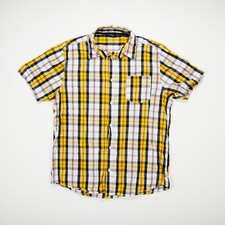 INFINITY Herren Hemd Gr. L 41 / 42, weiß blau gelb, kariert kurzarm Freizeithemd