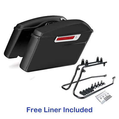 Hard Saddlebags W/Conversion Brackets Fit For Harley Softail Fatboy 1984-2013