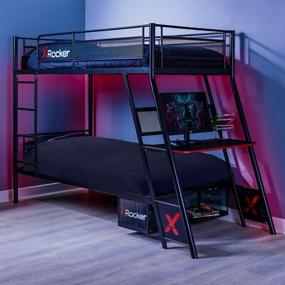 X ROCKER Armada Gaming Bunk Bed with Gaming Desk, Twin