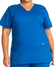 Cherokee Workwear Revolution Women's V-Neck Solid Scrub Top Royal Size XS NWT