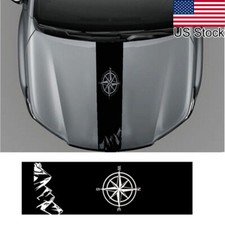 1pc 47 Black Mountain Compass Graphic Car Hood Bonnet Vinyl Sticker Decal