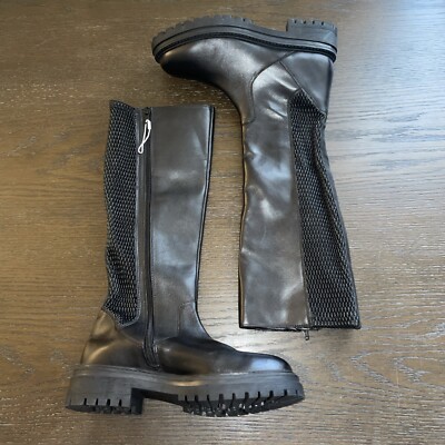 NEW Geox Iridea Black Leather Lug Boots New Size 38