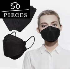 Black Masks for Adults, 50PCS 4 Ply Disposable Face Mask Filter Protection Face 