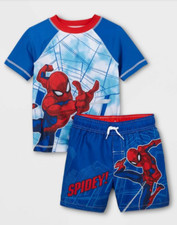 Marvel Spider-Man Child 2 Piece Swim Set: Swim Shirt  Trunks Sizes 2T-5T 