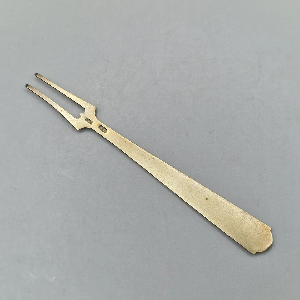 Russian Gilded 875 Silver & Enamel Appetizer Seafood Cocktail Fork - Image 4 of 4