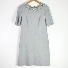 Eliza J. Women's Beaded Embellished Ponte Shift Dress in Heathered Gray Size 6