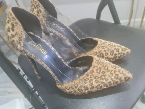 clear leopard heels