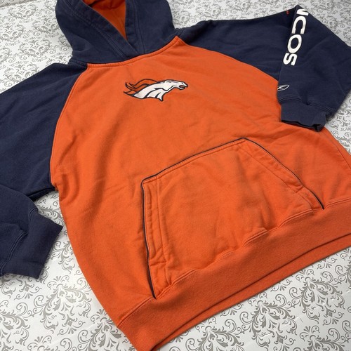 NFL Team Apparel Reebok Denver Broncos Hoodie Sweatshirt Pullover Youth L 14/16 - Picture 5 of 12