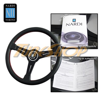 ITALY NARDI CLASSIC TYPE A 360MM STEERING WHEEL BLACK PERFORATED LEATHER RED/S 