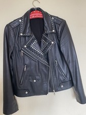 Rebecca Minkoff Leather Biker Black Embellished Jacket Size L