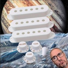 Volume Tone Knob & Pickup Cover & Switch Tip White for USA style Strat Guitar!