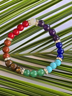 Healing & Balance : 7 Chakras Handmade Bracelet .