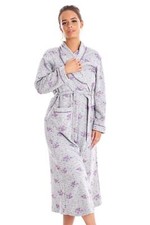 Cotton Long Dressing Gown Soft Floral Print Pockets Long Sleeve Kimono Robe