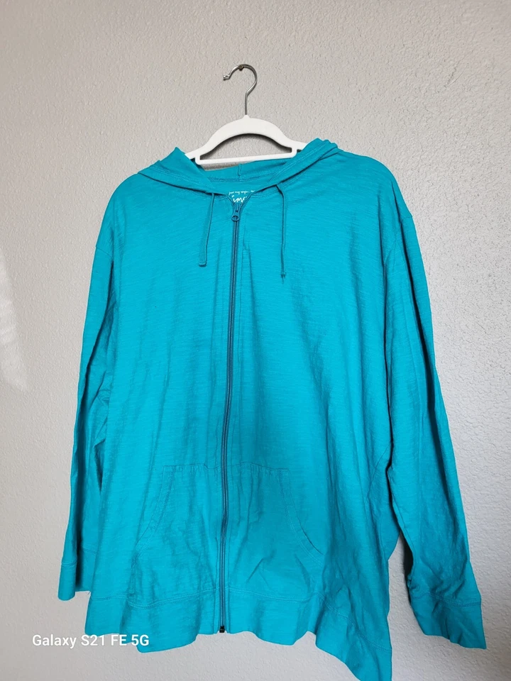 Just My Size Cremallera Completa Manga Larga con Capucha Peso Ligero Negro Mujer Talla | 2X Foto 2 de 4