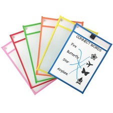 Dry Erase Pocket Sleeves Assorted Colors 6-Pack
