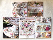 Set of 5 Antique Porcelain Flower Painting Meissen Ceramics Tea ware Collection