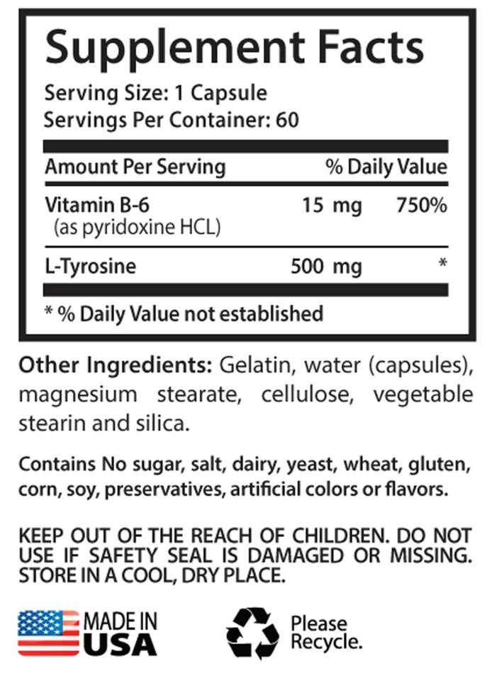 mood support supplements LTYROSINE 500MG vitamin b6 chewable 1B eBay
