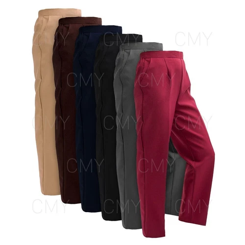 NEW WOMENS LADIES HALF ELASTICATED WAIST TROUSERS POCKETS PANTS PLUS SIZES NEW