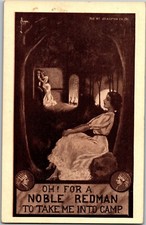 Woman Fantasy Indian Noble Redman Take Me to Camp c1910 Vintage Postcard U25