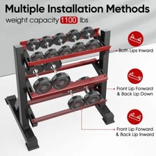 3 Tier Dumbbell Rack Storage Stand 1100LBS Weights Training Home Gym Fitness