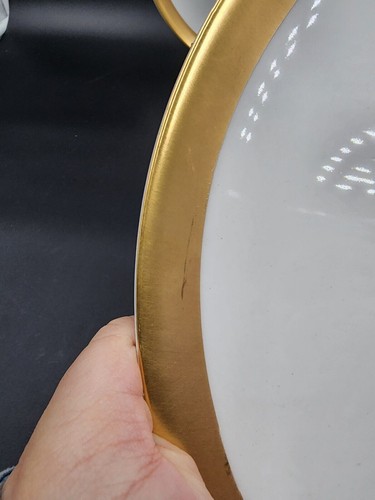 Set of 2 Wedgwood Satine Gold dinner plate 10 3/4” - Picture 3 of 10