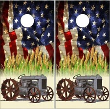 Old Tractor Flag Cornhole Wrap Bag Toss Skin Decal Sticker