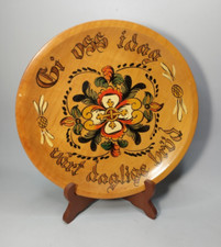 Vtg Norwegian Wall Plate Hanging Rosemaling Give Us This Day Our Daily Bread