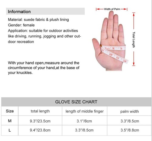 Damen Wildleder Handschuhe Dick Warm Winterhandschuhe Touchscreen Pelz Gefüttert - Bild 6 von 6