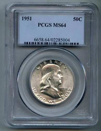 1951 Franklin Silver Half Dollar PCGS MS 64