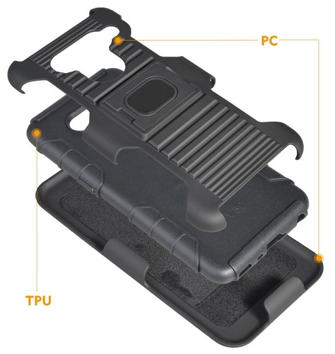 Noir Étui Robuste Pied + Clip Ceinture + Magnétique Auto Support pour LG V50 - Photo 9 sur 11