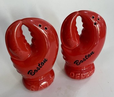 Vintage 5'' Lobster Claw  Salt & Pepper Shakers  w/Boston On Front