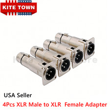 4x XLR Male to XLR Female Feed/Pass Thru Connector Adapter for D Panel Mounting