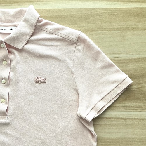 Lacoste Slim Fit Polo Shirt Womens 42 Large Pink Mini Pique Cotton L.12.D S/S - Picture 13 of 21