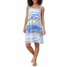 Jams World Sleeveless Tropical Print Tank Dress Blue Multi Women’s Size Small