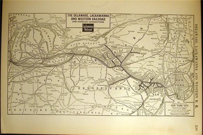 NICE 1925 DELAWARE LACKAWANNA & WESTERN SYSTEM MAP NEW YORK NJ PN DEPOT HISTORY