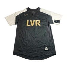 Nike Dri-FIT Athletic Baseball Jersey Men Medium Black Gold Short Sleeve New NWT