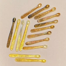 Lot of 15 Ornate Mother-of-Pearl Salt Spoons - Hand Carved Floral Relief 20.20g