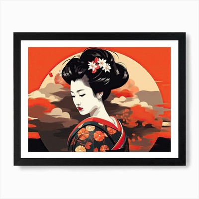 Simple Illustration Geisha 1 Art Pr Framed Wall Art Poster Canvas Print Picture