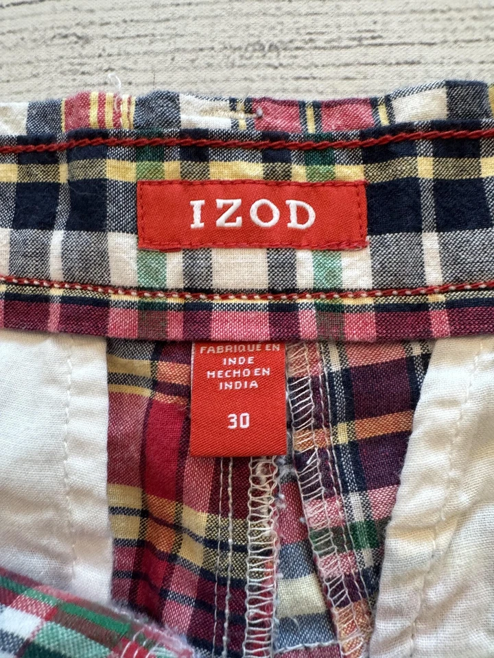 Pantalones Cortos Izod Para Hombres 30 Patchwork Madrás Cuadros Preppy Verano Informal Estilo Vintage Foto 2 de 4