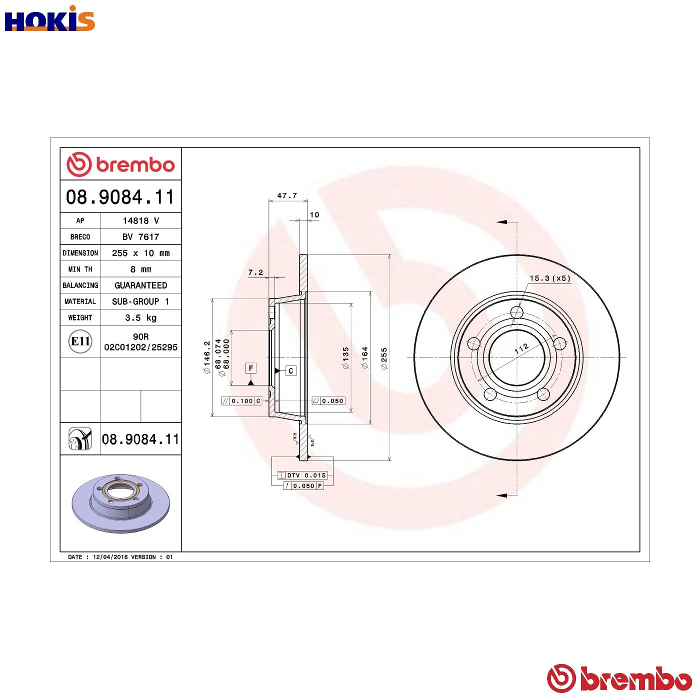 Fits BREMBO 08.9084.11 Brake disc 1 pc. 08.9084.11 ​​​​Brembo offers ⭐UK Stock⭐ - Image 21