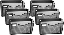 6 Pack Mesh Wall Mounted File Holder Metal Wall File Pocket Mail Organizer for O