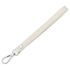 Leather Wristlet Strap for Purse Clutch Cream White Leather Silver Clasp