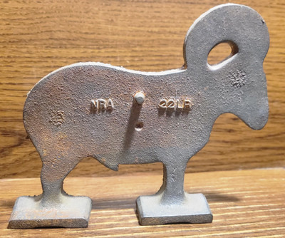 Vintage Folk Art Cast Iron Ram Carnival Shooting Range Game Target